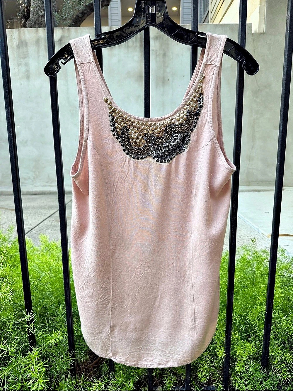 Embellished Pink Tank Top